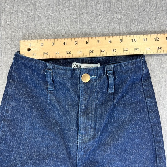 Zara Baggy Wide Leg Dress Jeans Women 0(21X25 1/2) high-rise Dark Wash hip-hop - Picture 4 of 9